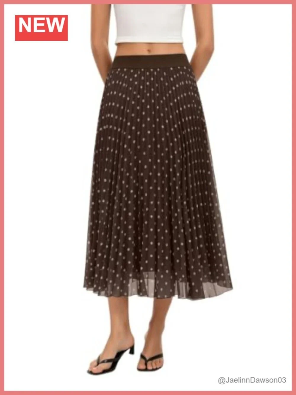 Elegant Flowy Pleated Chiffon A-Line Swing Midi Skirt Elastic Waist Soft Lining